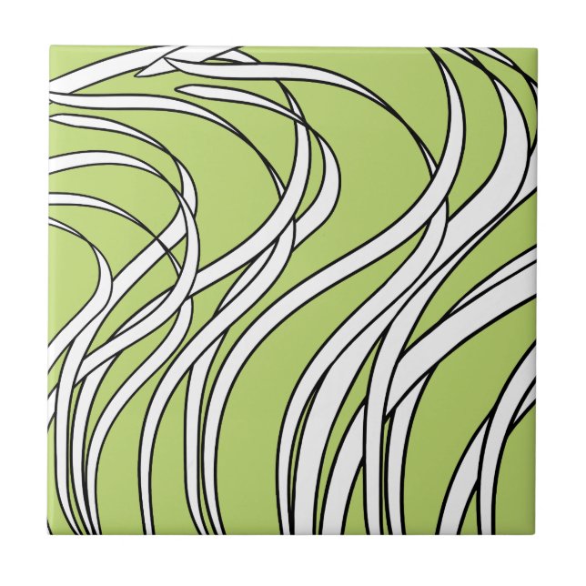 Underwater  Wave lime green Ceramic Tile (Front)