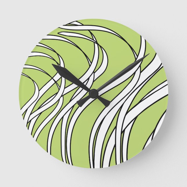 Underwater  Wave lime green Round Clock (Front)