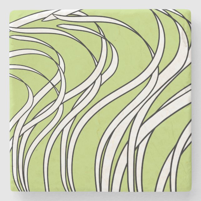 Underwater  Wave lime green Stone Coaster (Front)