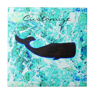 underwater whale swimming Thunder_Cove Ceramic Tile