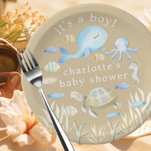 Underwater Whimsy Baby Shower Paper Plate