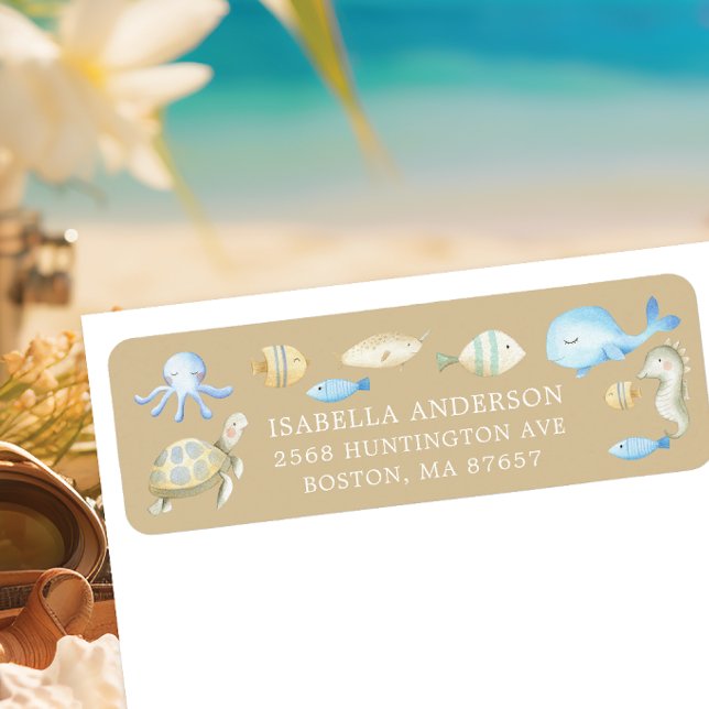 Underwater Whimsy Baby Shower Return Address Label (Creator Uploaded)