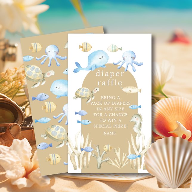 Underwater Whimsy Diaper Raffle Enclosure Card (Creator Uploaded)