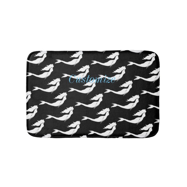 Underwater White Mermaid Swimming Thunder_Cove Bath Mat (Front)