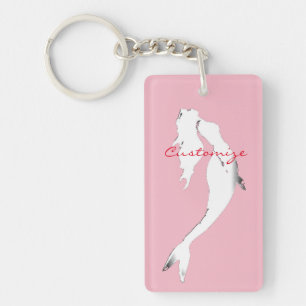 Underwater White Mermaid Swimming Thunder_Cove Key Ring