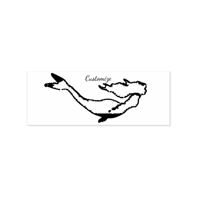 Underwater White Mermaid Swimming Thunder_Cove Rubber Stamp (Imprint)