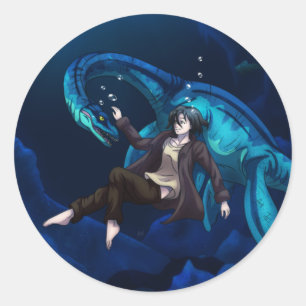 Underwater with a Plesiosaurus Classic Round Sticker