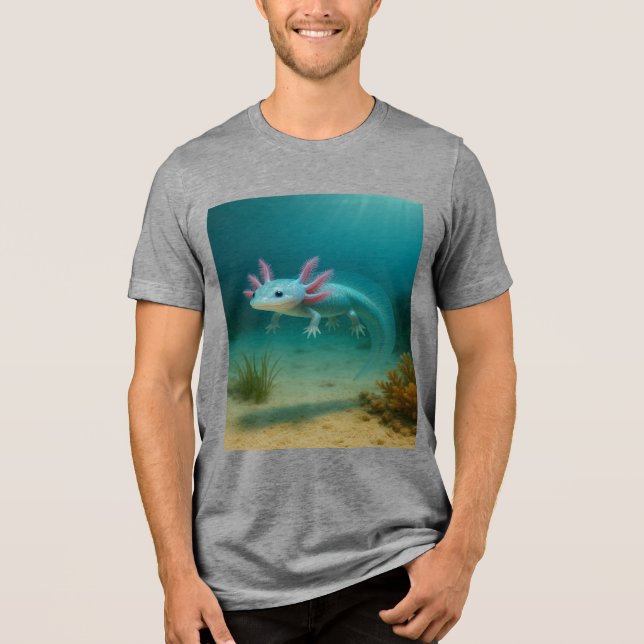 Underwater Wonder: The Axolotl Tri-Blend Shirt (Front)