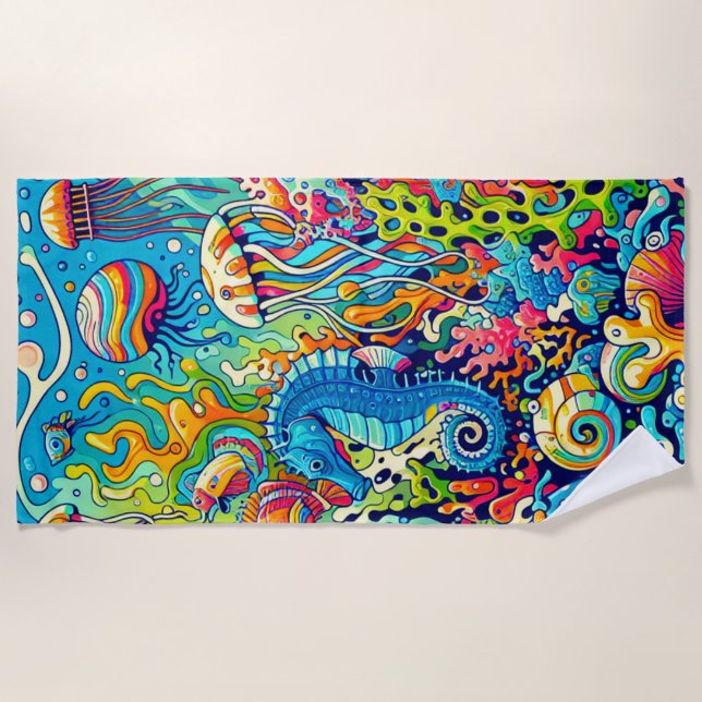 Underwater Wonderland Beach Towel (Front)