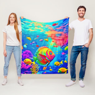 Underwater World of Colour Fleece Blanket