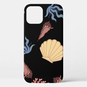 Underwater world seamless pattern in vintage. anim iPhone 12 case