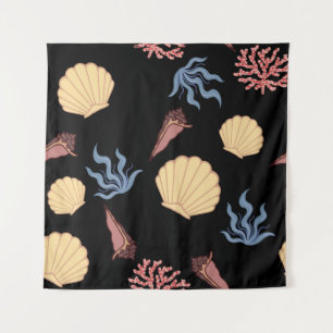 Underwater world seamless pattern in vintage. anim tapestry