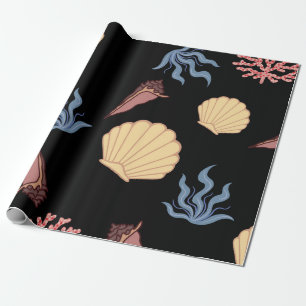 Underwater world seamless pattern in vintage. anim wrapping paper