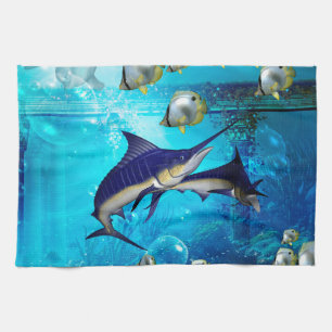 Underwater world tea towel