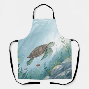 Underwater world with turtle apron