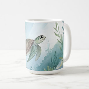 Underwater world with turtle coffee mug