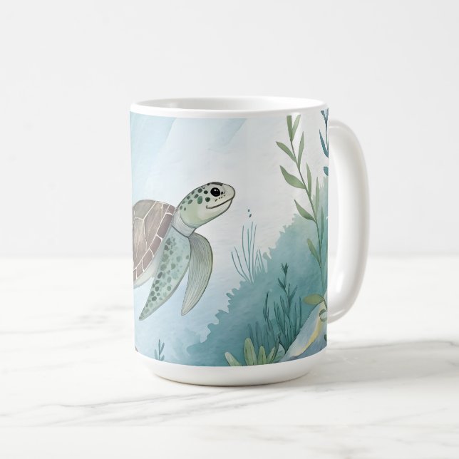 Underwater world with turtle coffee mug (Front Right)