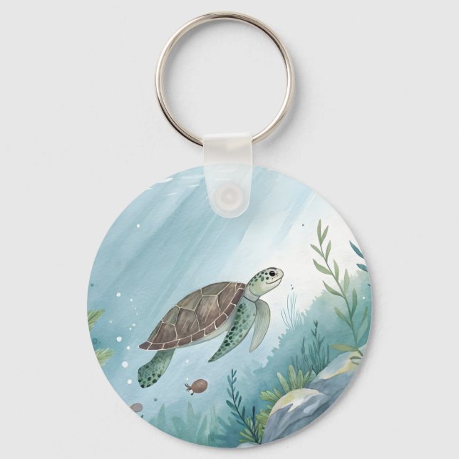 Underwater world with turtle key ring (Front)