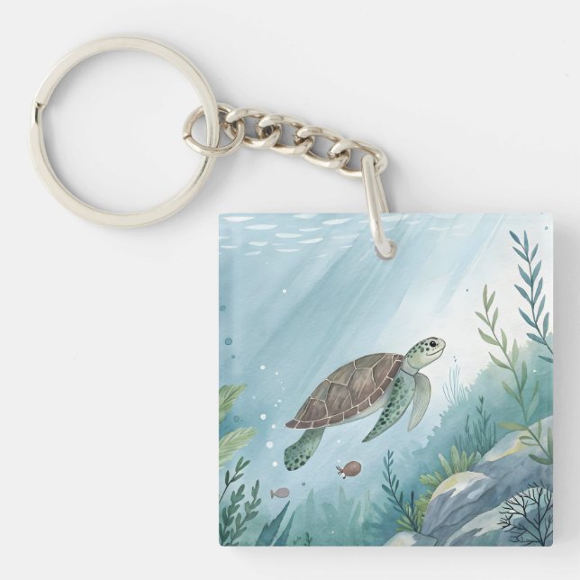 Underwater world with turtle key ring (Front)