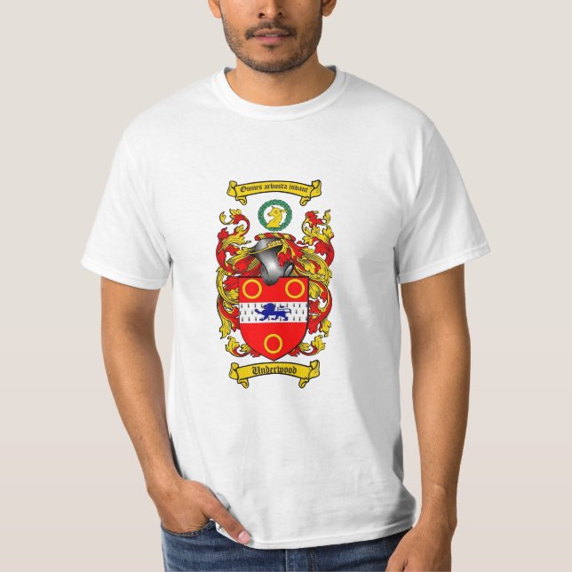 Underwood Family Crest - Underwood Coat of Arms T-Shirt (Front)