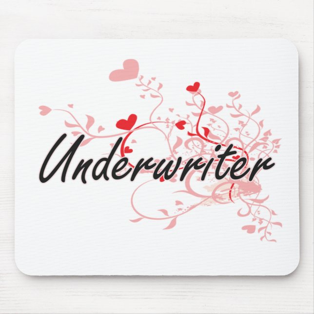 Underwriter Artistic Job Design with Hearts Mouse Pad (Front)