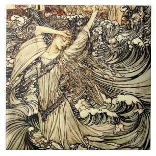 “Undine in the Waves” by Arthur Rackham Ceramic Tile