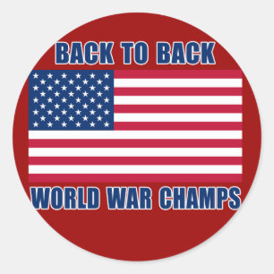 Undisputed World War Champions with American Flag Classic Round Sticker