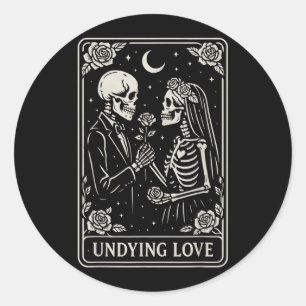 Undying Love Skeleton Bride Groom Wedding Matching Classic Round Sticker
