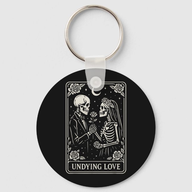 Undying Love Skeleton Bride Groom Wedding Matching Key Ring (Front)