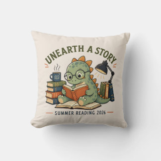 Unearth A Story Cute Dinosaur Journal Decor Cushion