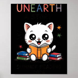 Unearth a Story Cute Kitten Summer Reading 2026 Poster