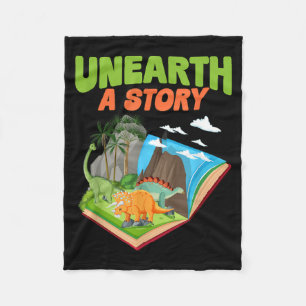 Unearth a Story Dinosaur Book 2026 Summer Reading Fleece Blanket