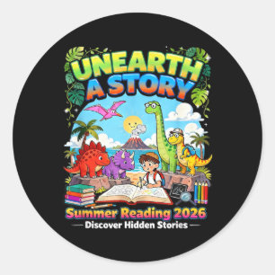 Unearth A Story Dinosaur Books Summer Reading 2026 Classic Round Sticker