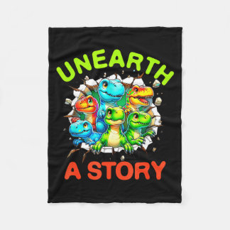Unearth a story dinosaur library summer reading fleece blanket