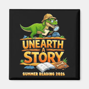 Unearth a Story Dinosaur Reading Books Summer 2026 Magnet