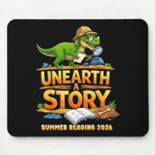 Unearth a Story Dinosaur Reading Books Summer 2026 Mouse Pad