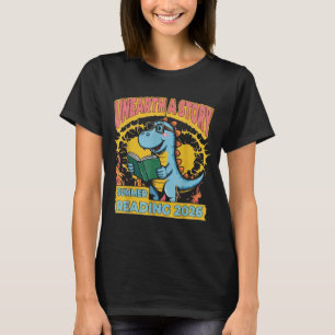 Unearth a Story Dinosaur Reading Books Summer 2026 T-Shirt