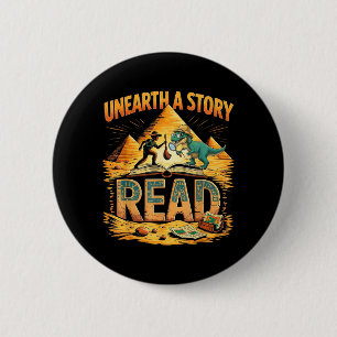 Unearth a Story Read Summer Reading 2026 Funny 6 Cm Round Badge
