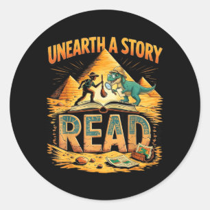 Unearth a Story Read Summer Reading 2026 Funny Classic Round Sticker