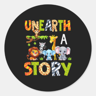 Unearth a story summer 2026 wild animals reading classic round sticker