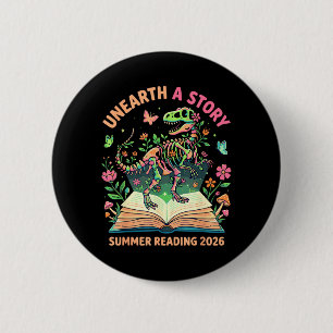 Unearth a Story Summer Library Reading 2026 Dino 6 Cm Round Badge