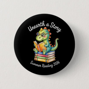 Unearth a Story Summer Reading 2026 Book Lovers 6 Cm Round Badge