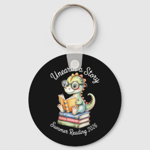 Unearth A Story Summer Reading 2026 Cute Dino Book Key Ring