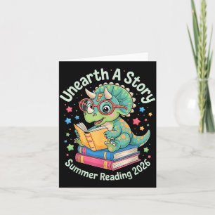 Unearth A Story Summer Reading 2026 Cute Dinosaur Card