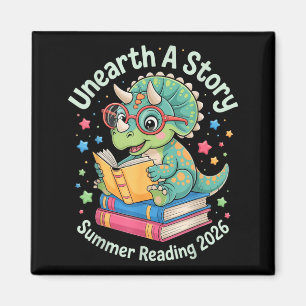 Unearth A Story Summer Reading 2026 Cute Dinosaur Magnet