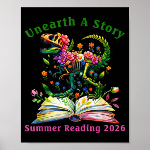 Unearth a story summer reading 2026 dinosaur book poster