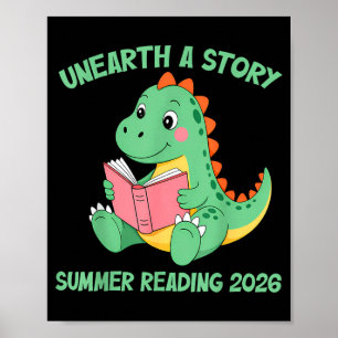 Unearth a Story Summer Reading 2026 Men Women Kids Poster