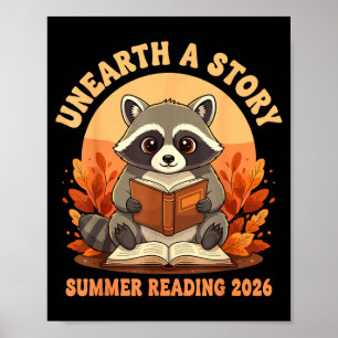 Unearth a story summer reading 2026 racoon poster