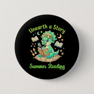 Unearth a Story Summer Reading 2026 Triceratops 6 Cm Round Badge