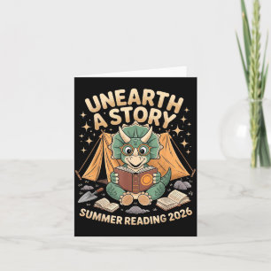 Unearth a Story Summer Reading 2026 Triceratops Card